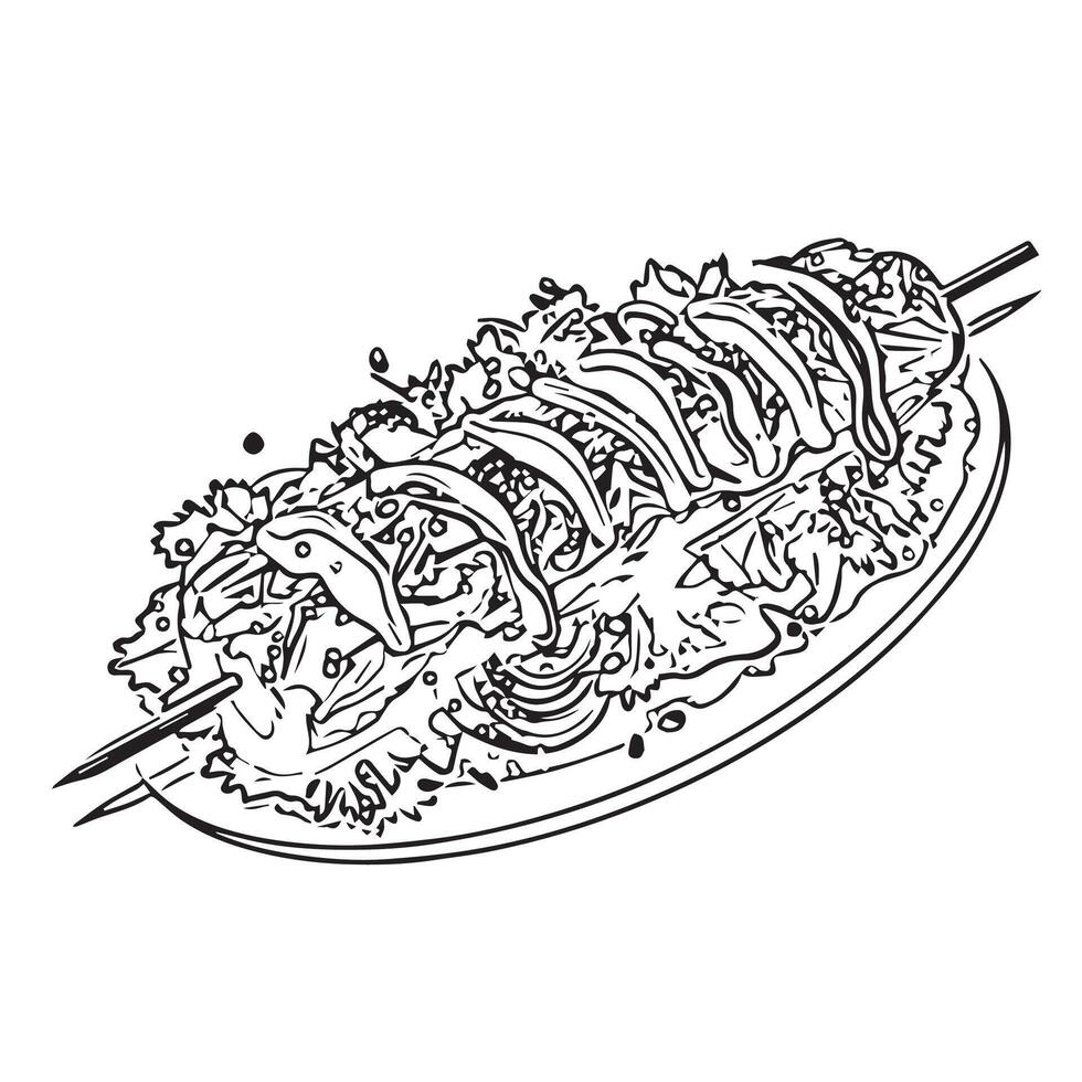 arabic bread grill doner lamb vector