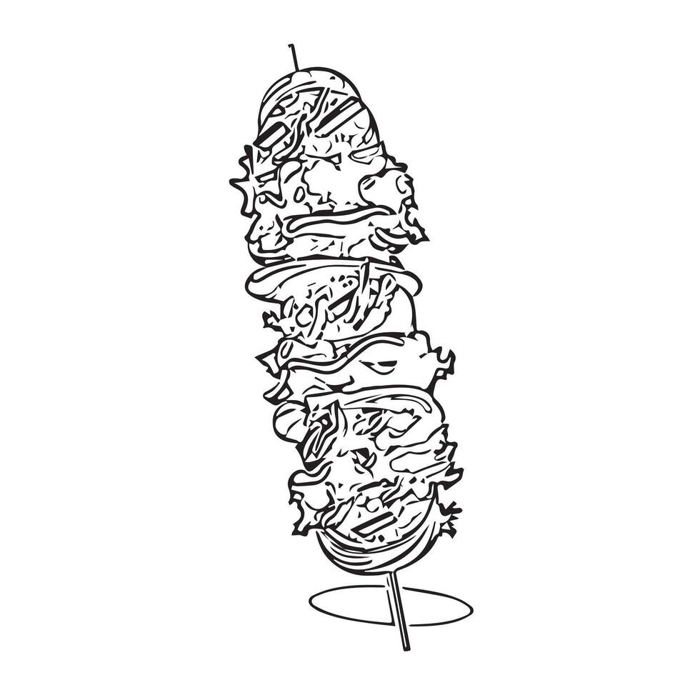 meal doner kebab dinner kebap tomato vector