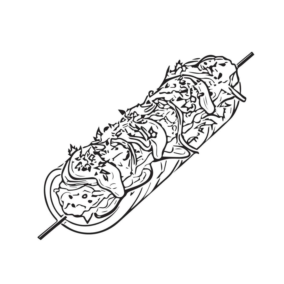 pita doner beef traditional food vector