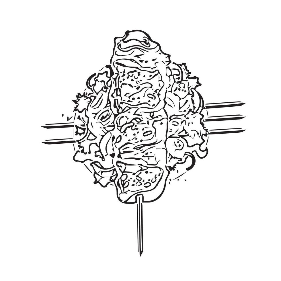 meat pork onion bread wooden vector