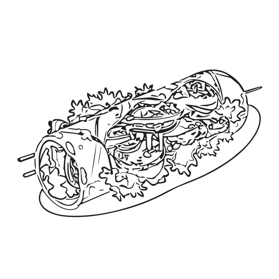 grilled turkish arabic vegetable fast food vector