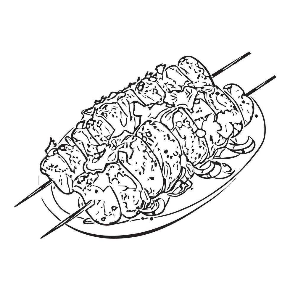 roasted restaurant pita arabic kebap vector