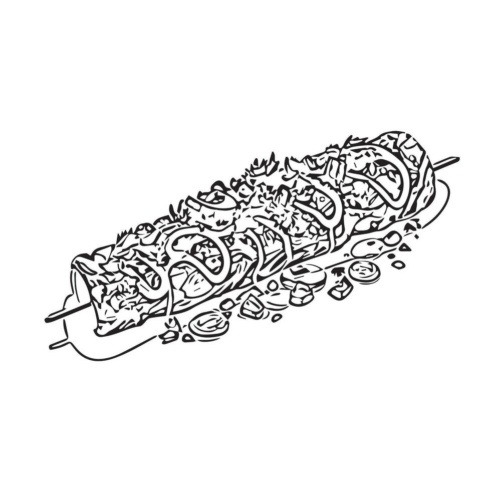 roasted turkish chicken eat sauce vector