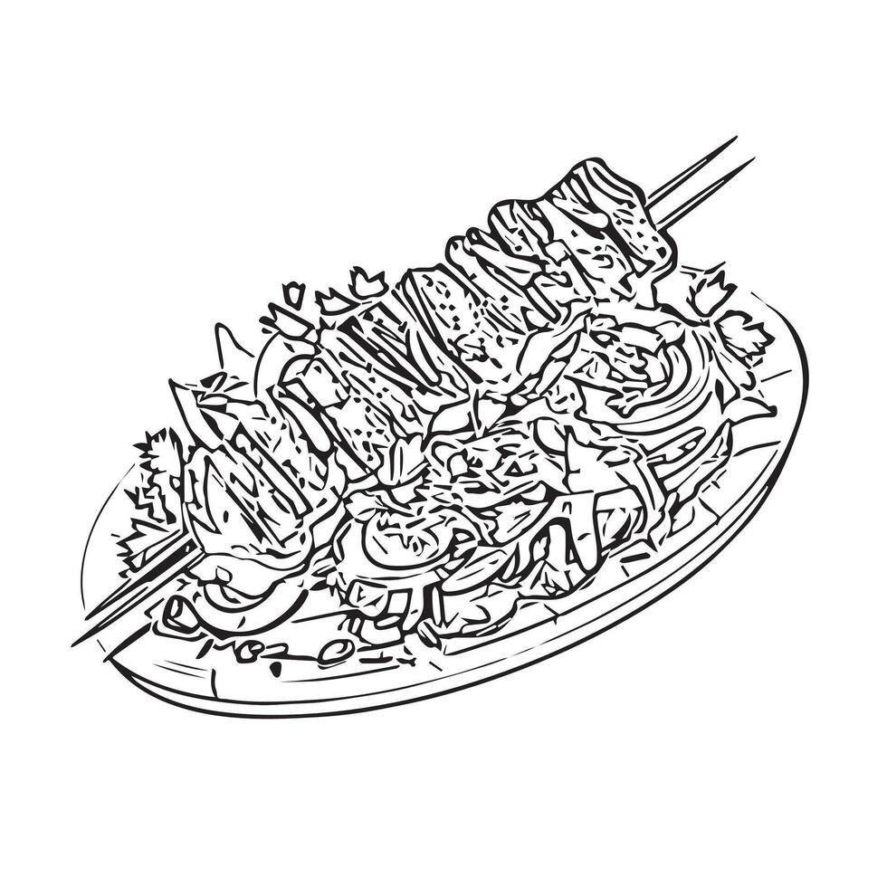 fresh closeup dinner fastfood kebap vector