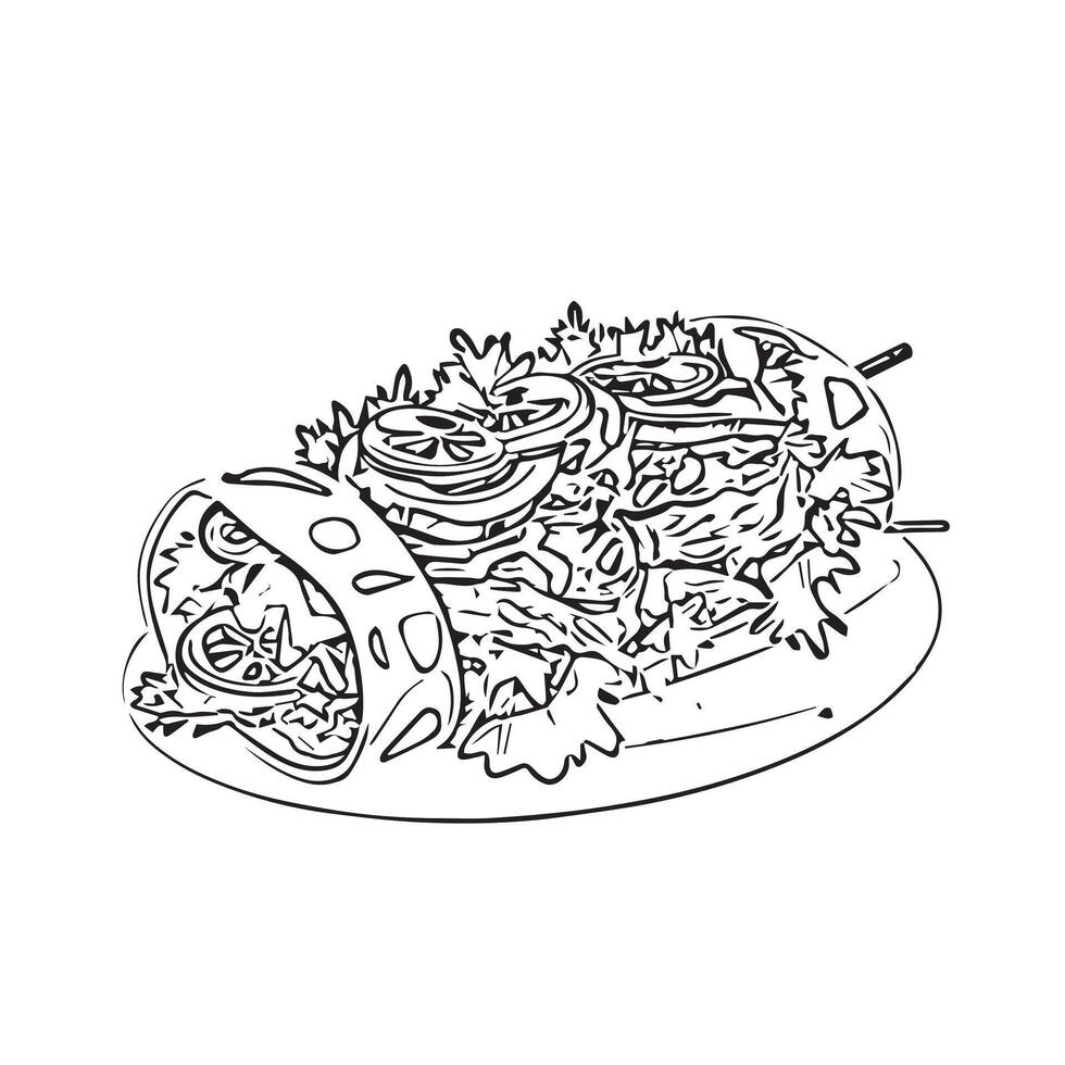 roasted onion grilled snack kebap vector