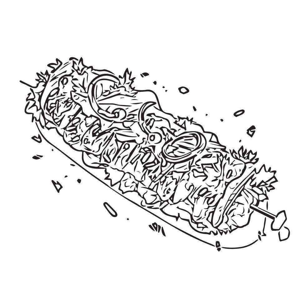 dinner doner kebab vegetable closeup snack vector