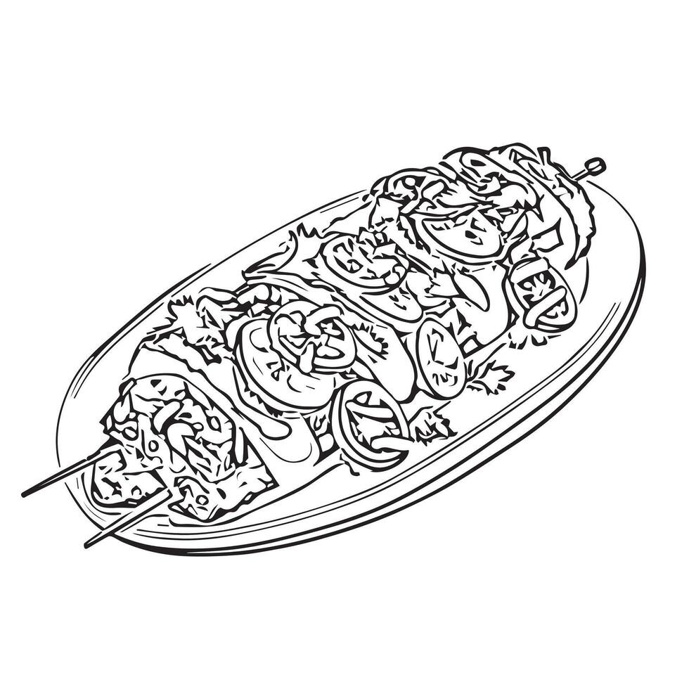 food dinner shish salad delicious vector