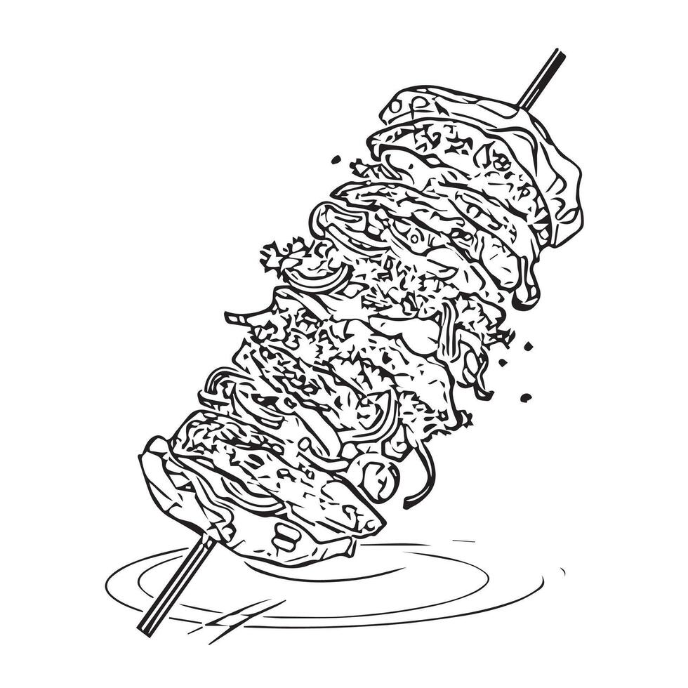 kebab fast cafe sauce dish vector