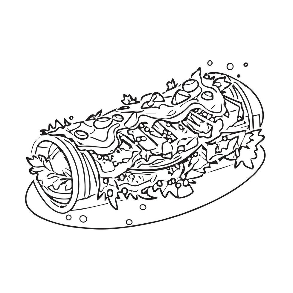 snack kebab meal salad delicious vector