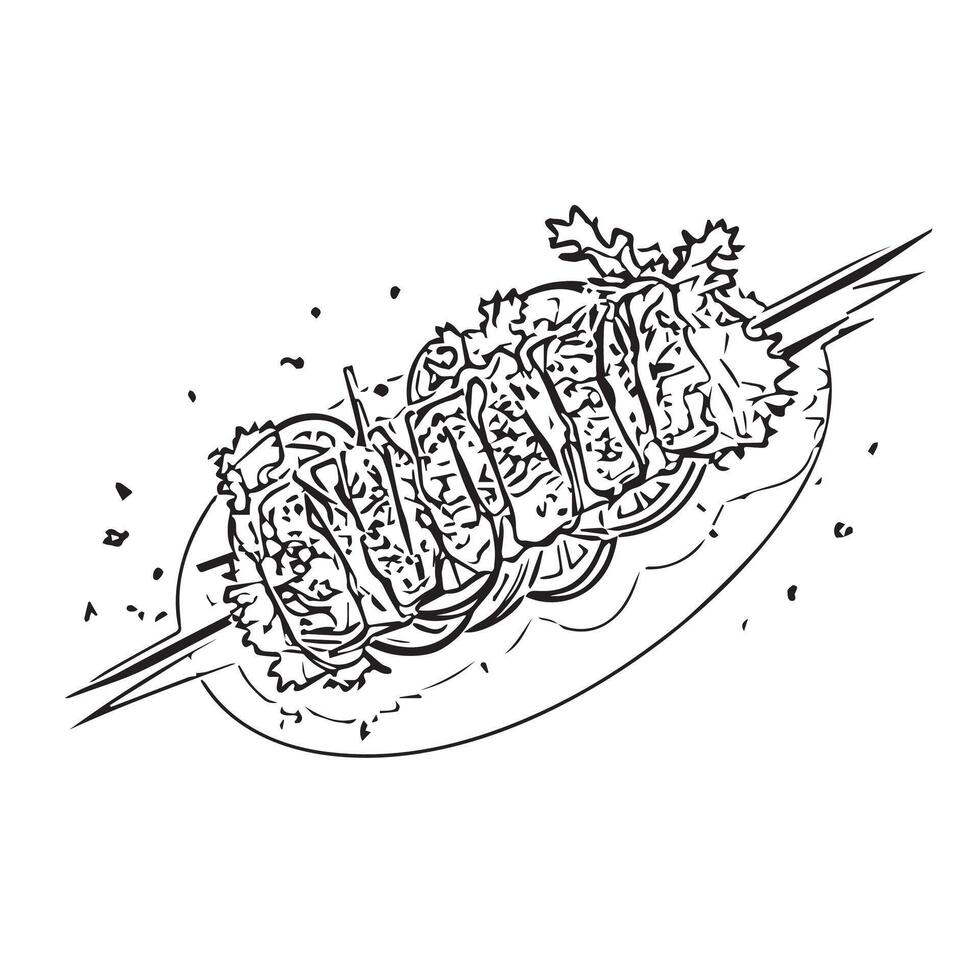fresh grill snack dish pork vector