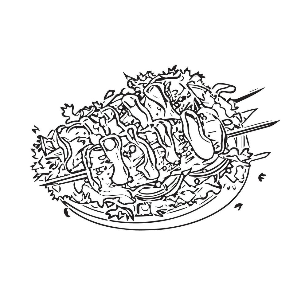 doner salad lamb grill kebab vector