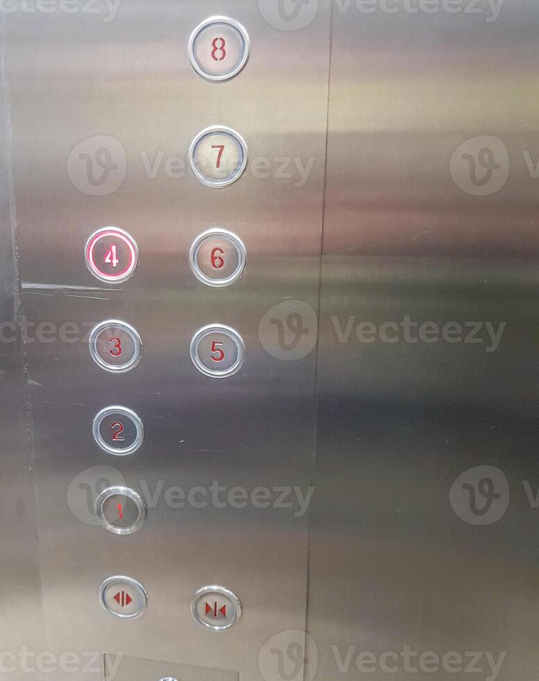 The elevator buttons are all lit up photo