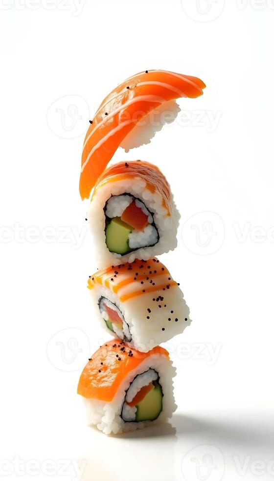 sushi on white background photo