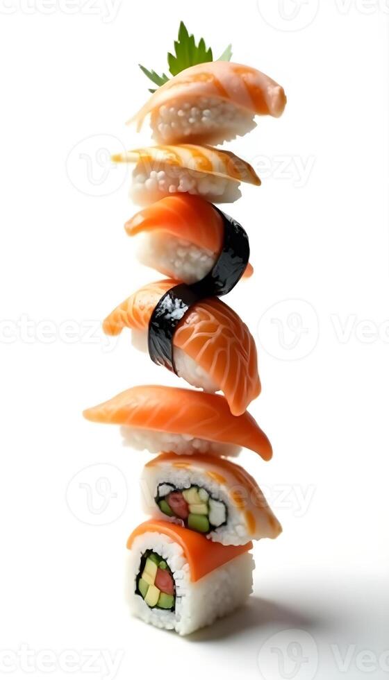 the sushi on a white background photo
