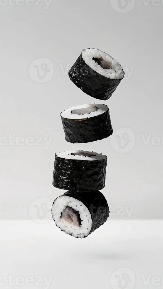 sushi rolls on a white background photo