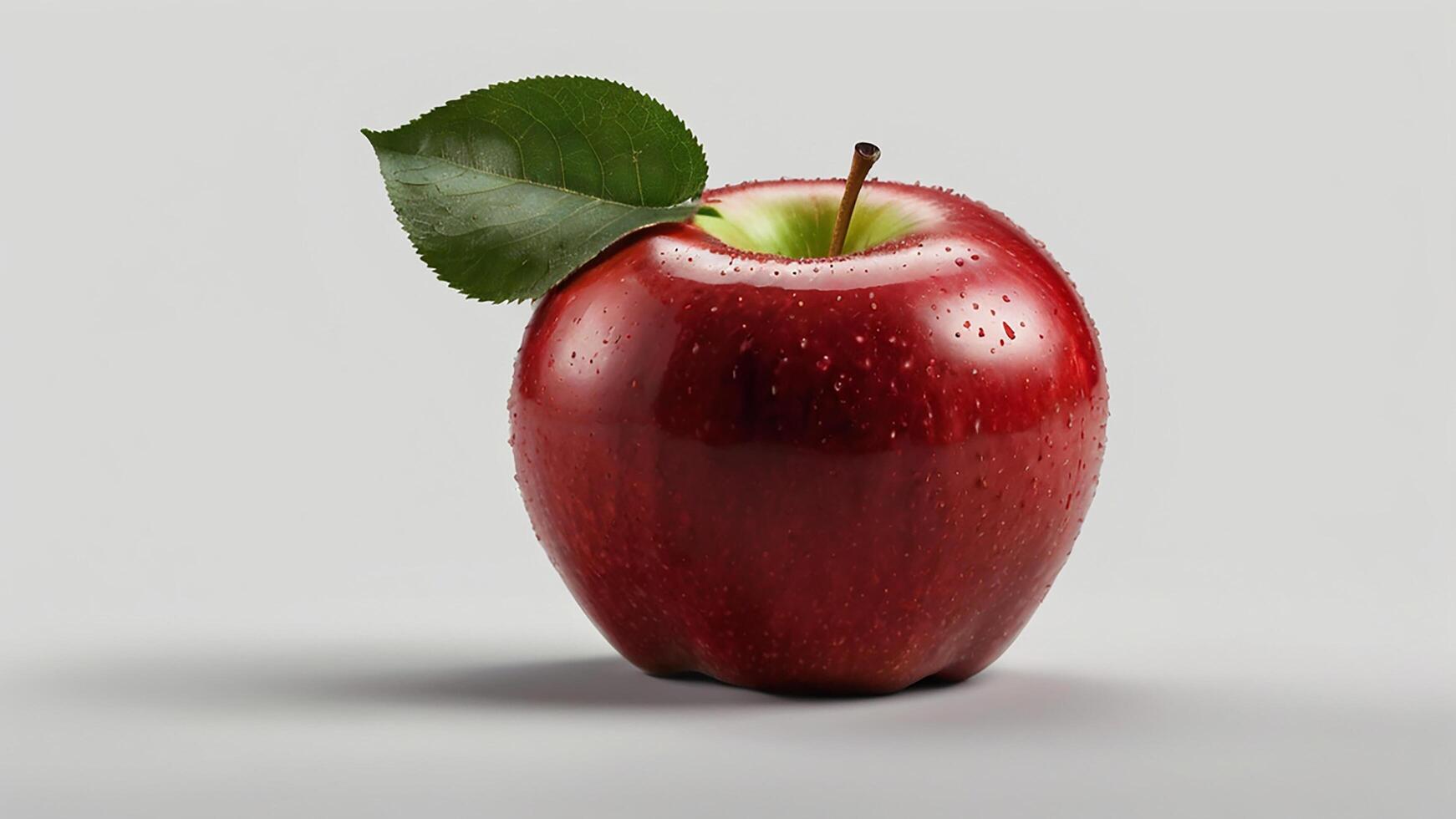 Bright Red Apple and Leaf on Clean White photo