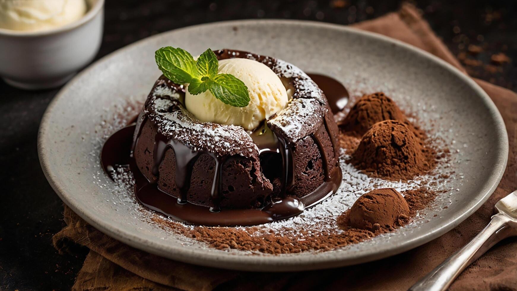 Rich and Gooey Lava Cake with a Hint of Mint photo