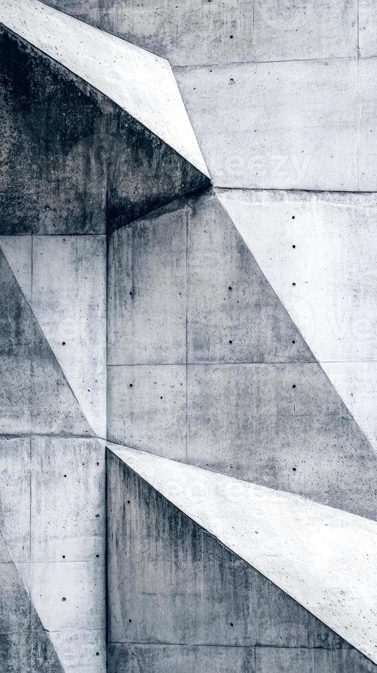 The textured concrete surface features angular shapes and sharp shadows, showcasing a modern aesthetic. The interplay of light and texture creates depth and visual interest photo