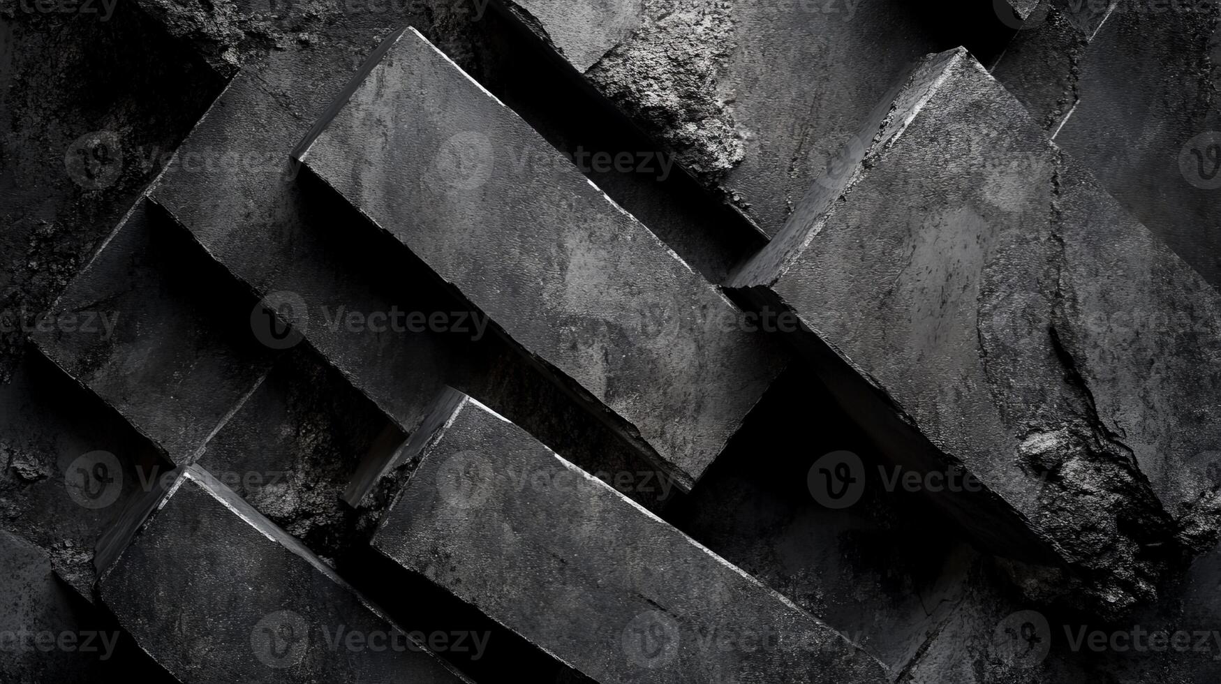 This unique abstract background features a textured concrete surface, highlighting the interplay of shadows and light. The dark tones create a striking visual effect with depth and contrast photo