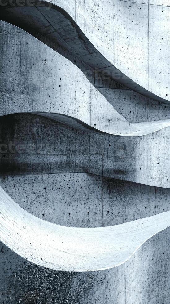 This composition features a textured concrete surface with flowing abstract curves, highlighting the innovative elements of contemporary architectural design through its smooth lines and shadows photo