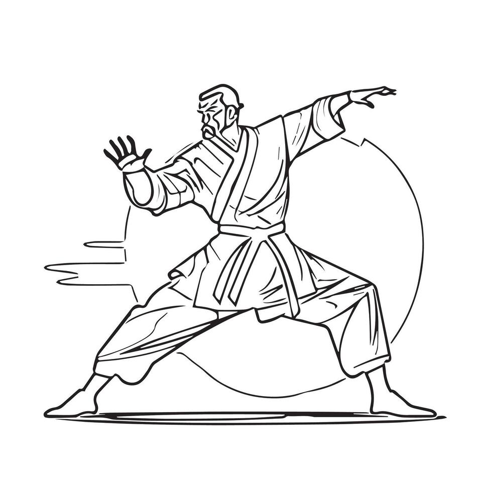 pose karate culture people vector