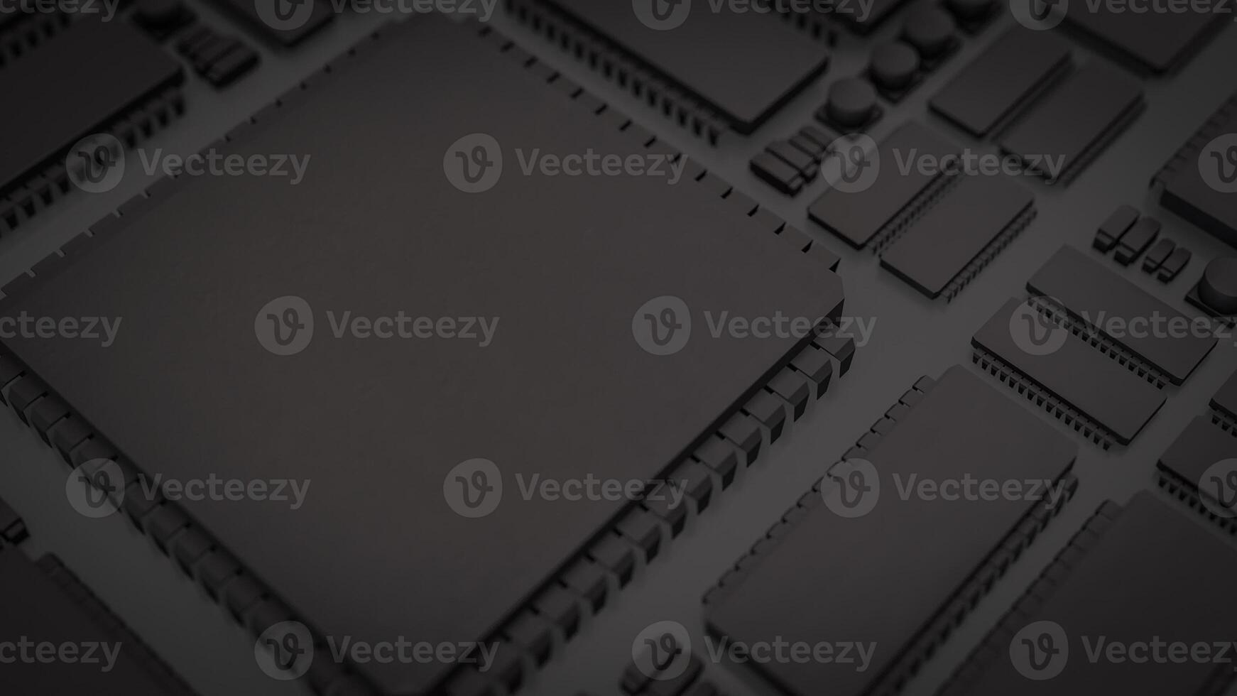 Black PCB Board for It to Technology concept 3d Rendering. photo