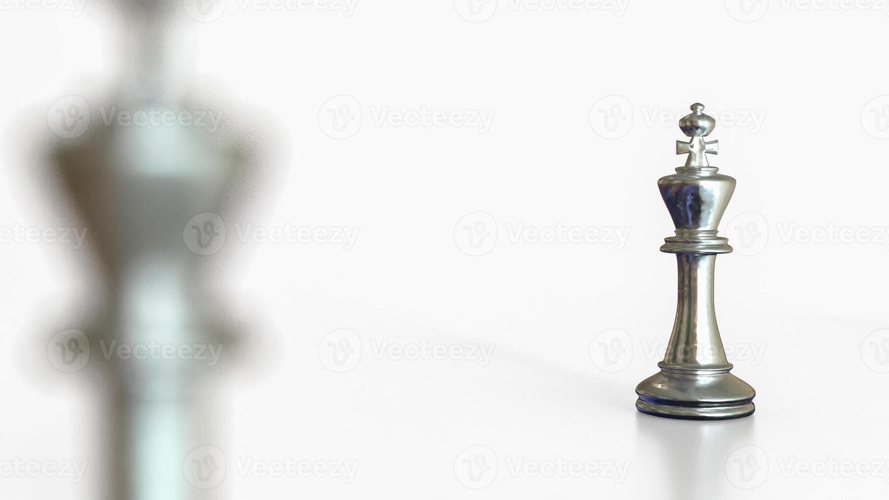 King chess silver on white Background for Business concept 3d Rendering. photo