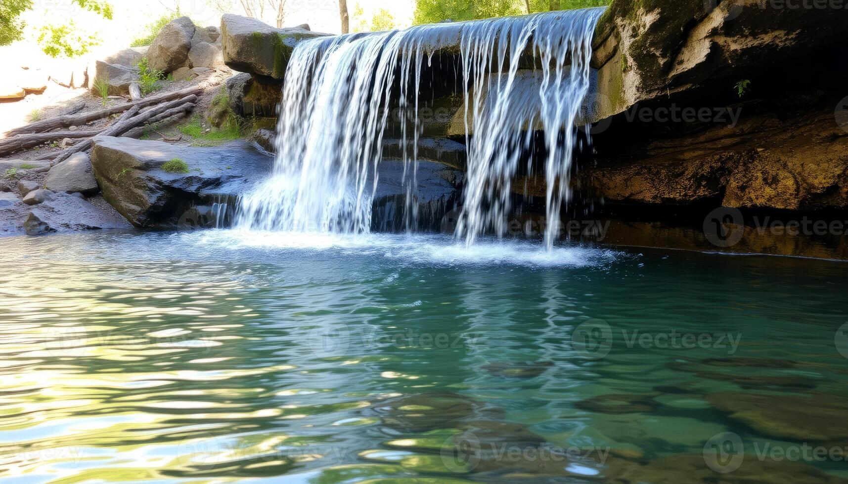 Serene Waterfall Cascading into a Tranquil Pool photo