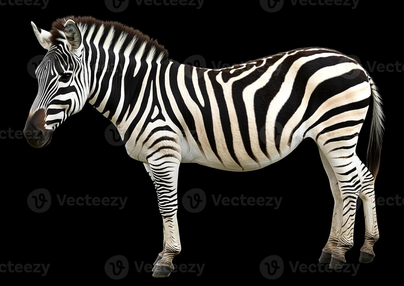A zebra standing in front of a black background photo