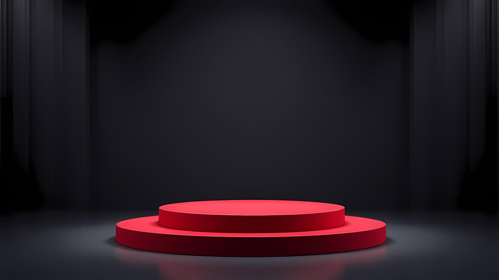Red podium with spotlight on black background photo