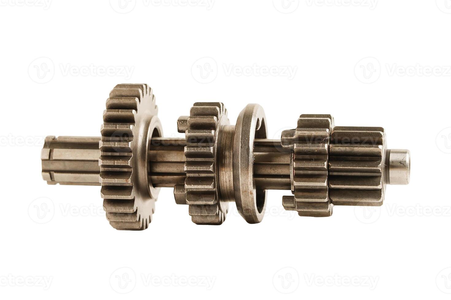 Metal gear isolated on white background for engine car and bike, teamwork photo
