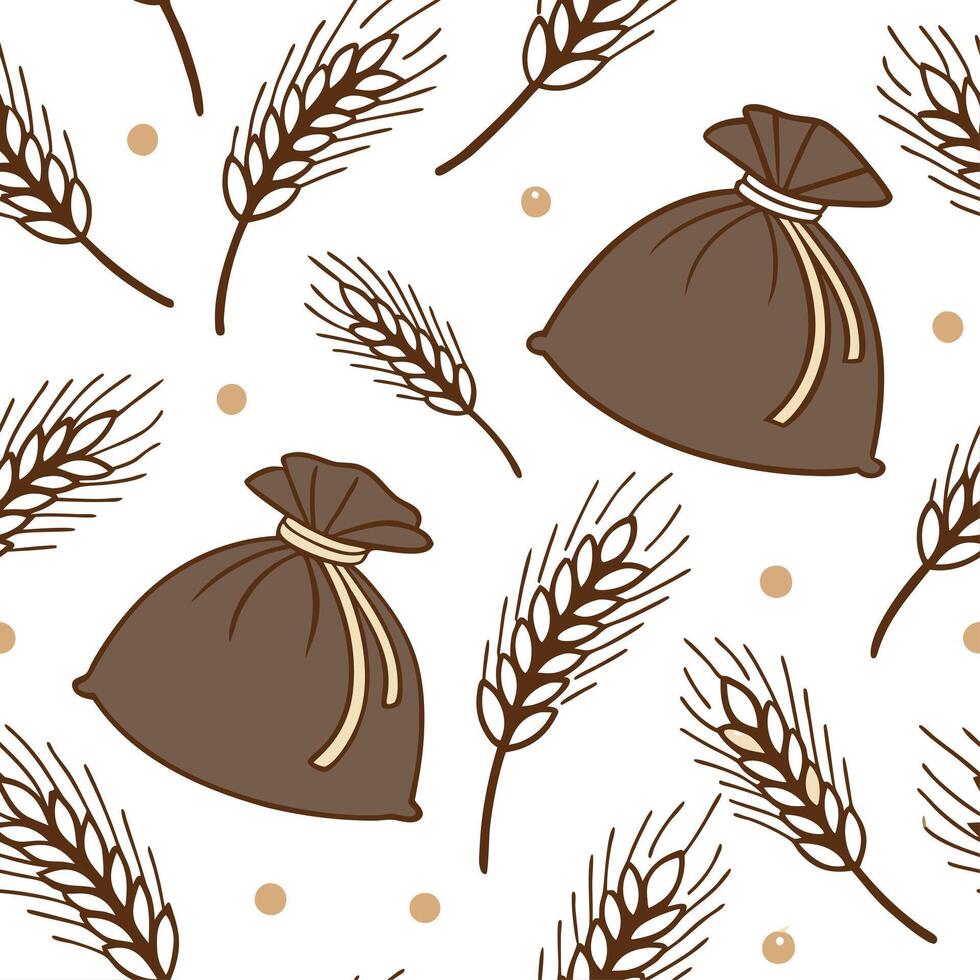 Rustic autumn harvest seamless pattern with haystacks wheat stalks and pumpkins for a farmhouse aesthetic concept as Farmhouse inspired autumn harvest pattern with haystacks wheat Clear vector