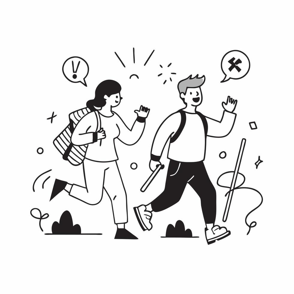 Woman with multiple sclerosis enjoying a hike with her partner concept as A woman with multiple sclerosis joyfully hiking with her partner emphasizing inclusion adventure and share Clear vector
