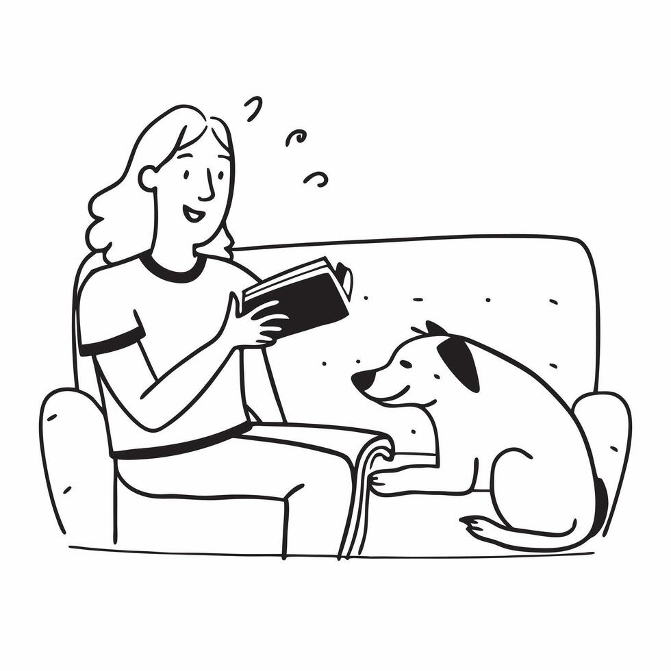 Woman with epilepsy petting her dog on the sofa concept as A woman with epilepsy joyfully petting her dog on the sofa illustrating the comfort and companionship provided by her loy Clear vector