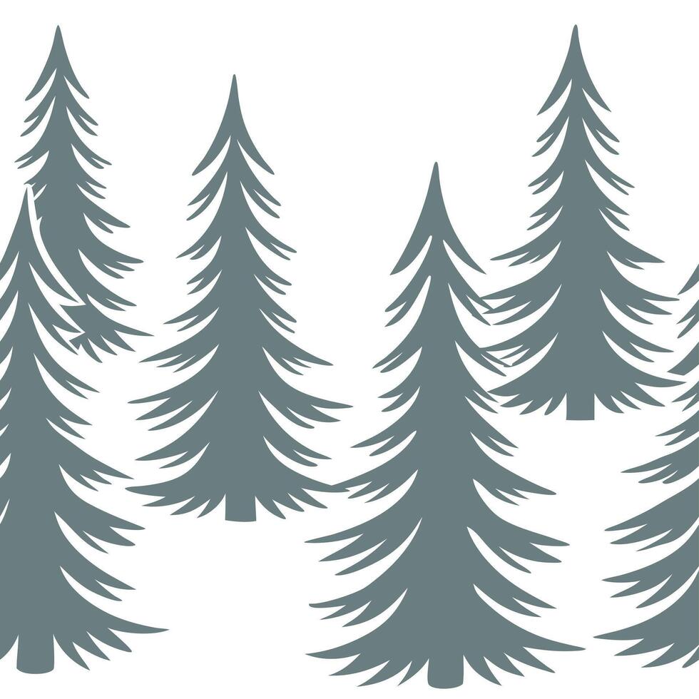 Winter trees seamless pattern with snowy pine trees forest background and soft snowflakes for a quiet winter forest concept as Quiet winter forest pattern with snowy pine trees sof Clear vector