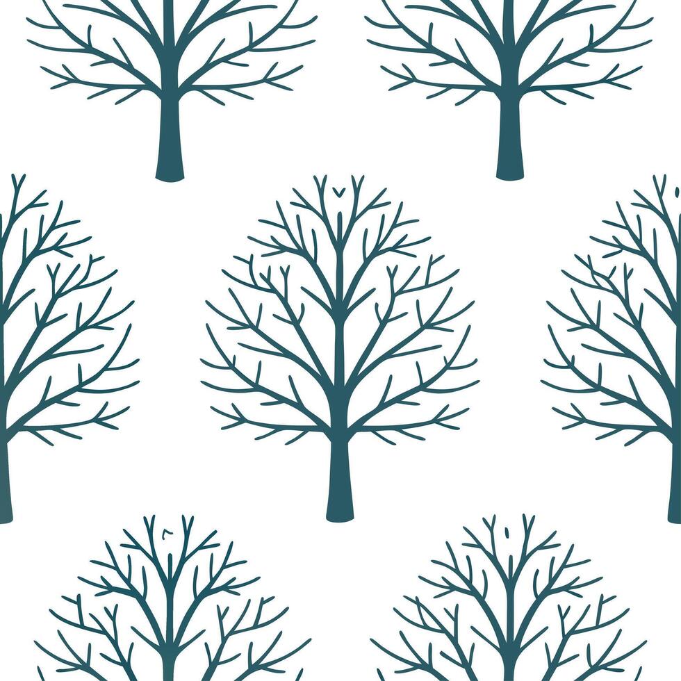 Winter trees seamless pattern with snow covered branches and icy textures for a peaceful cold season design concept as Serene winter trees pattern with snow covered branches and fr Clear Set 2 vector