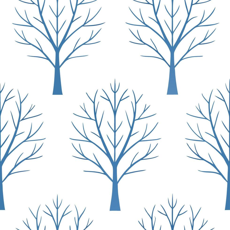 Winter trees seamless pattern with bare branches light frost and delicate snowflakes for a minimal winter design concept as Minimalist winter trees pattern with bare branches light Clear Set 2 vector