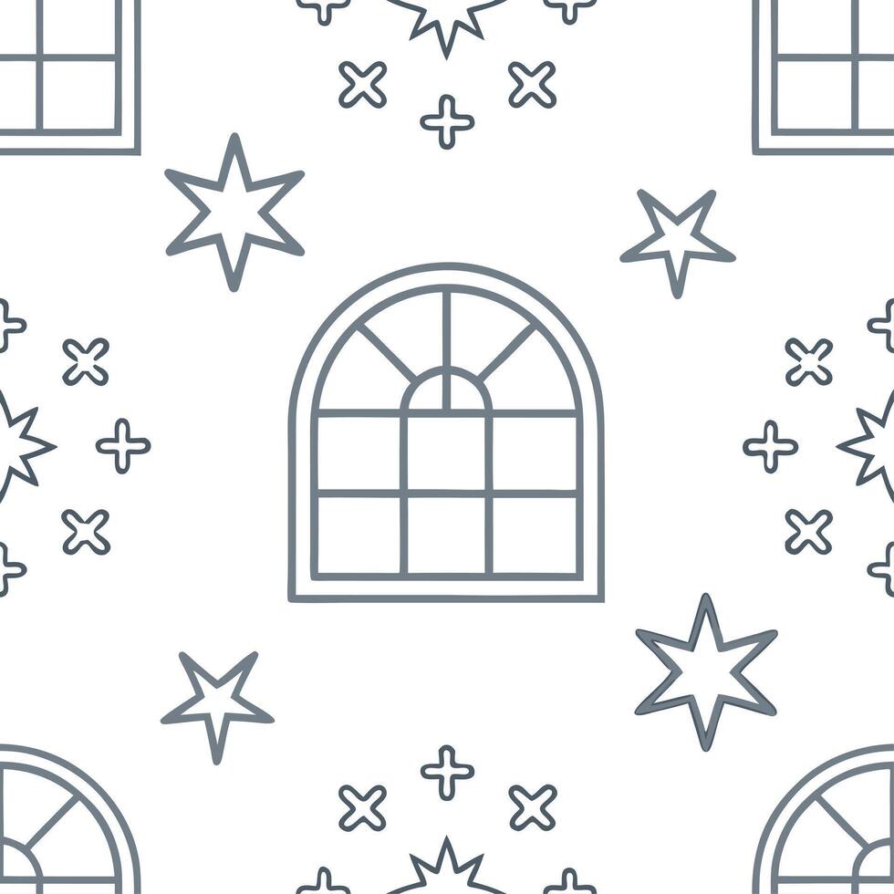 Winter nights seamless pattern with frosty trees soft snowflakes and quiet night skies for a calm reflective atmosphere concept as Calm winter night pattern with frosty trees soft Clear Set 3 vector