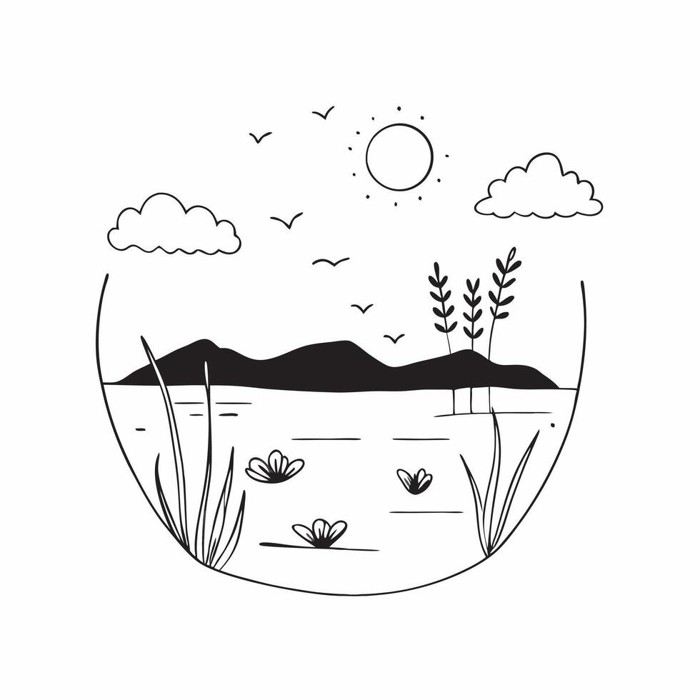 Wildflowers by the Lake concept as A lakes edge is adorned with wildflowers reflecting their colors in the tranquil waters and enhancing the landscape in Photo Stock Concept Clear vector