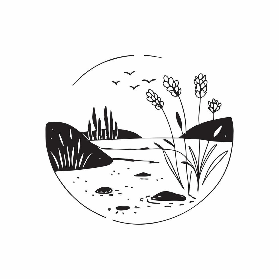 Wildflowers by the Lake concept as A lakes edge is adorned with wildflowers reflecting their colors in the tranquil waters and enhancing the landscape in Photo Stock Concept Clear Set 2 vector