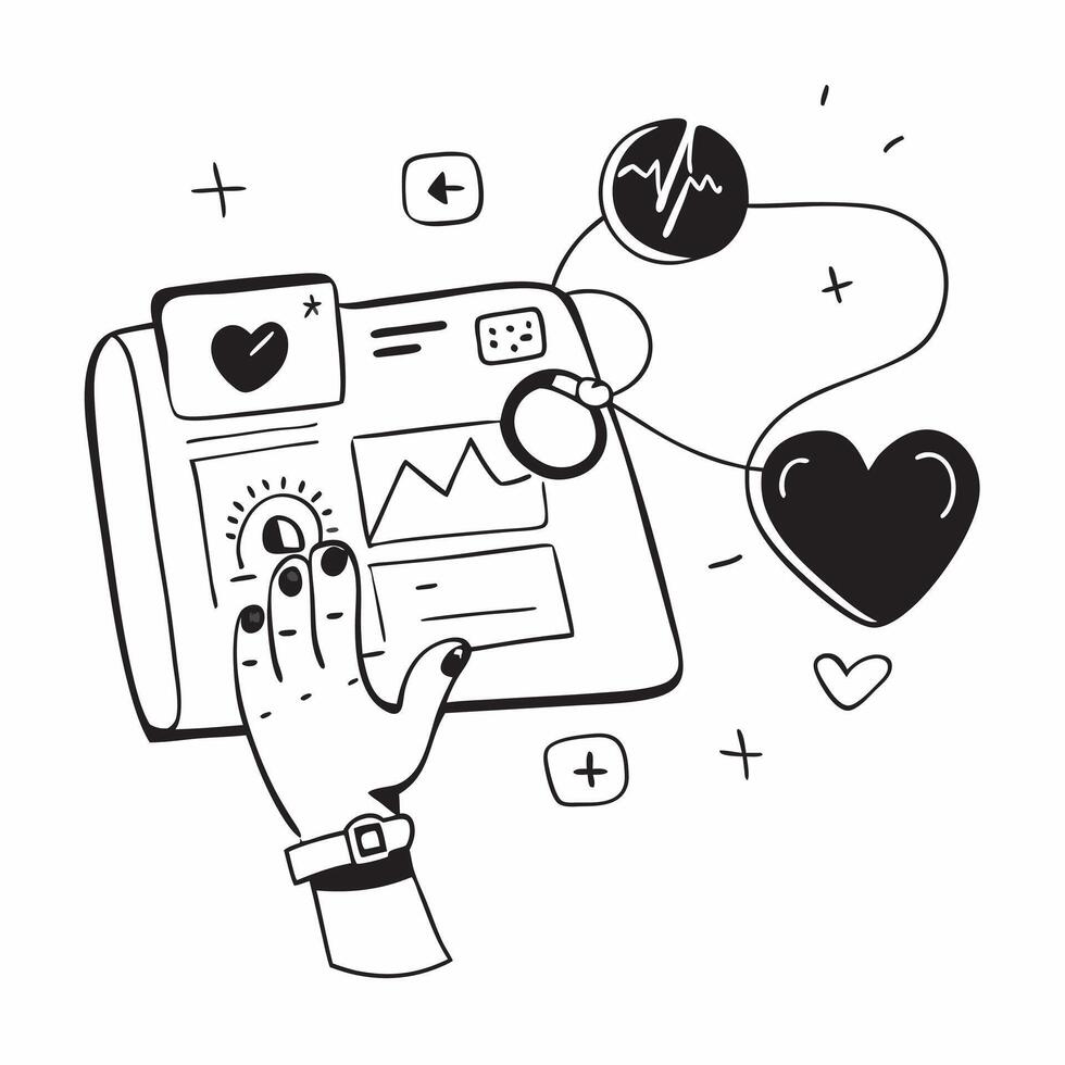 Wearable Health Technology concept as An individual using wearable technology to monitor and improve their health metrics daily in Photo Stock Concept vector