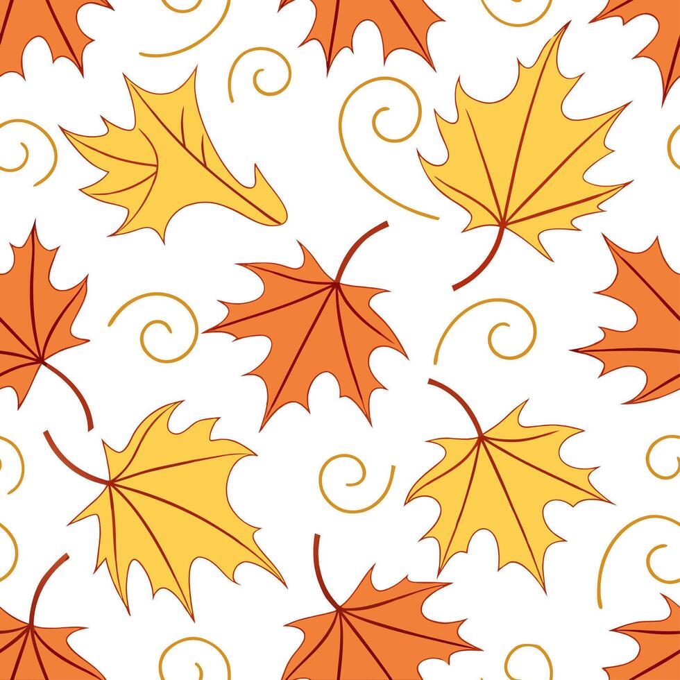 Whimsical autumn leaves seamless pattern with swirling leaf shapes and soft gradients for a dreamy fall effect concept as Dreamy autumn leaves pattern with swirling shapes and soft Clear vector