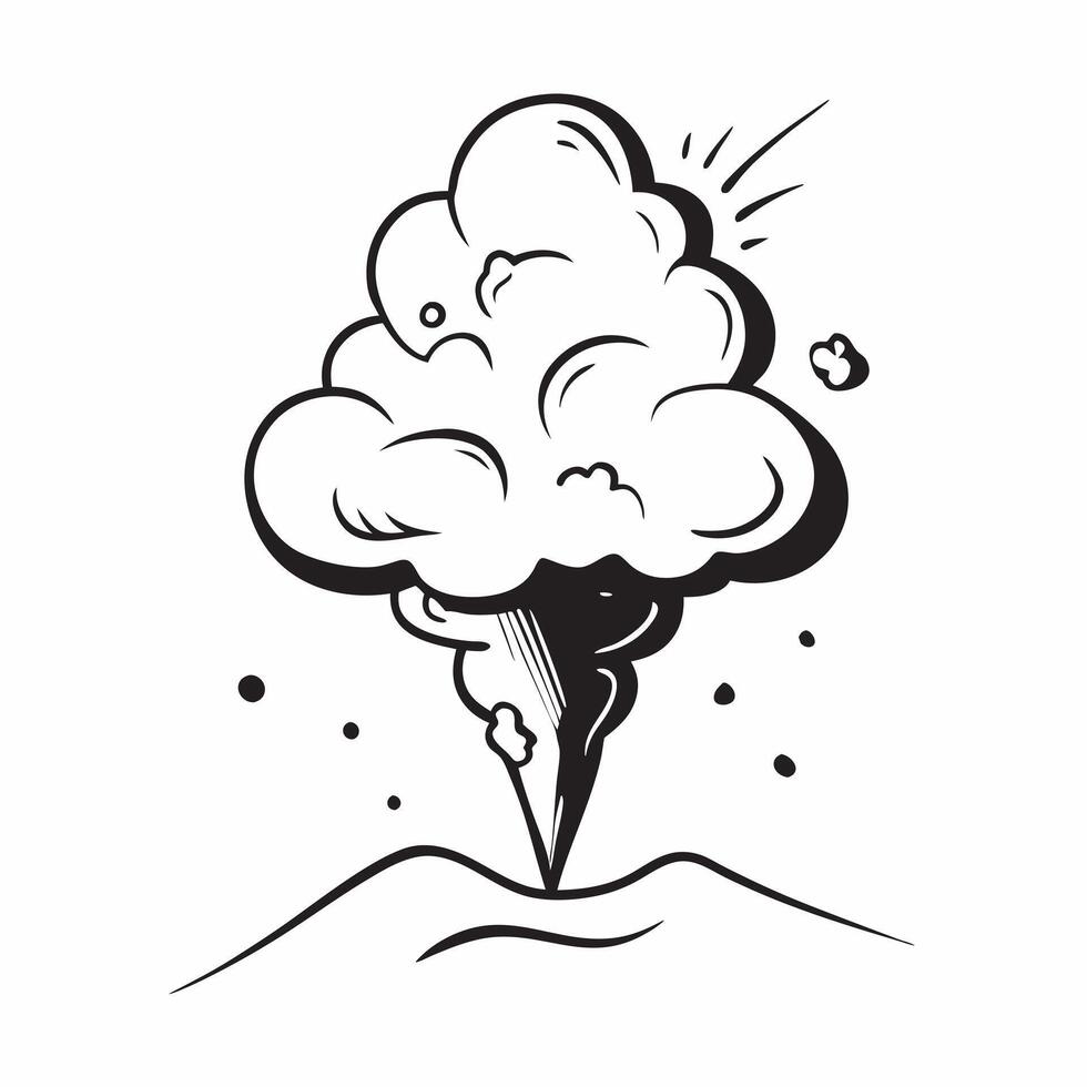 Volcanic Ash Clouds concept as Ominous volcanic ash clouds billowing from an erupting volcano a powerful display of natures force in Photo Stock Concept Clear vector