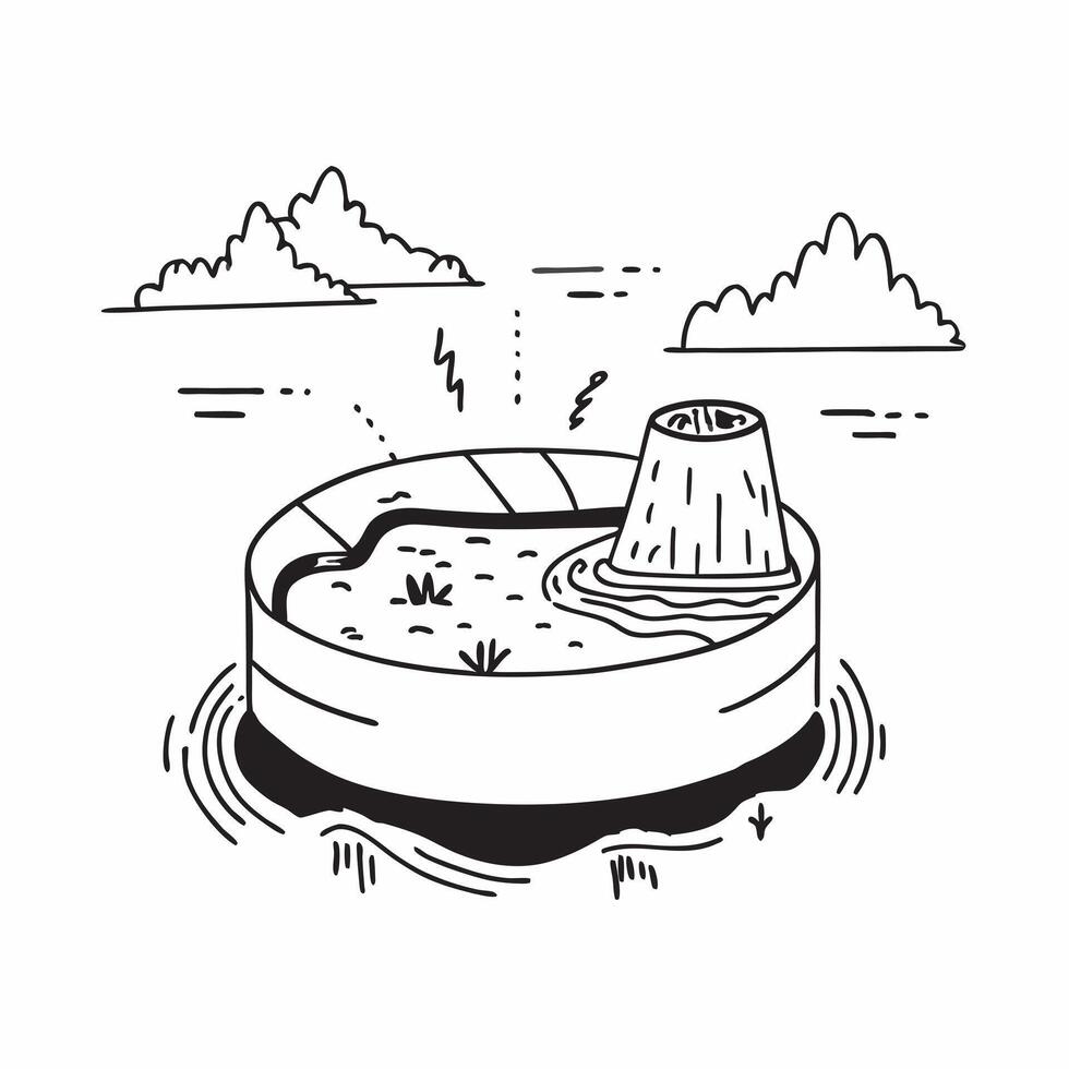 Volcanic Basin Hot Springs concept as Discover the intense and raw energy of hot springs located in a volcanic basin surrounded by dramatic landscapes in Photo Stock Concept Clear vector