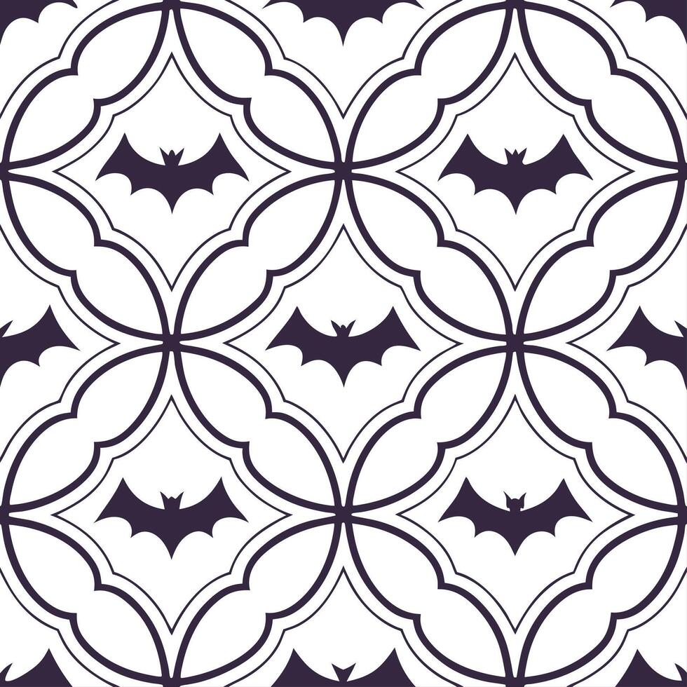 Vampire fangs and bats seamless tile pattern with gothic elements and dark hues for spooky Halloween decor concept as Gothic vampire fangs and bats arranged seamlessly with dark hu Clear vector