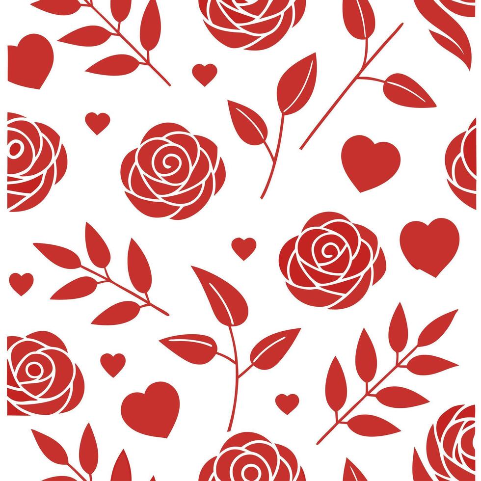 Valentine hearts and roses seamless tile pattern with romantic blooms and soft pink hues for elegant decor concept as Romantic rose blooms and soft pink hearts arranged seamlessly Clear Set 2 vector