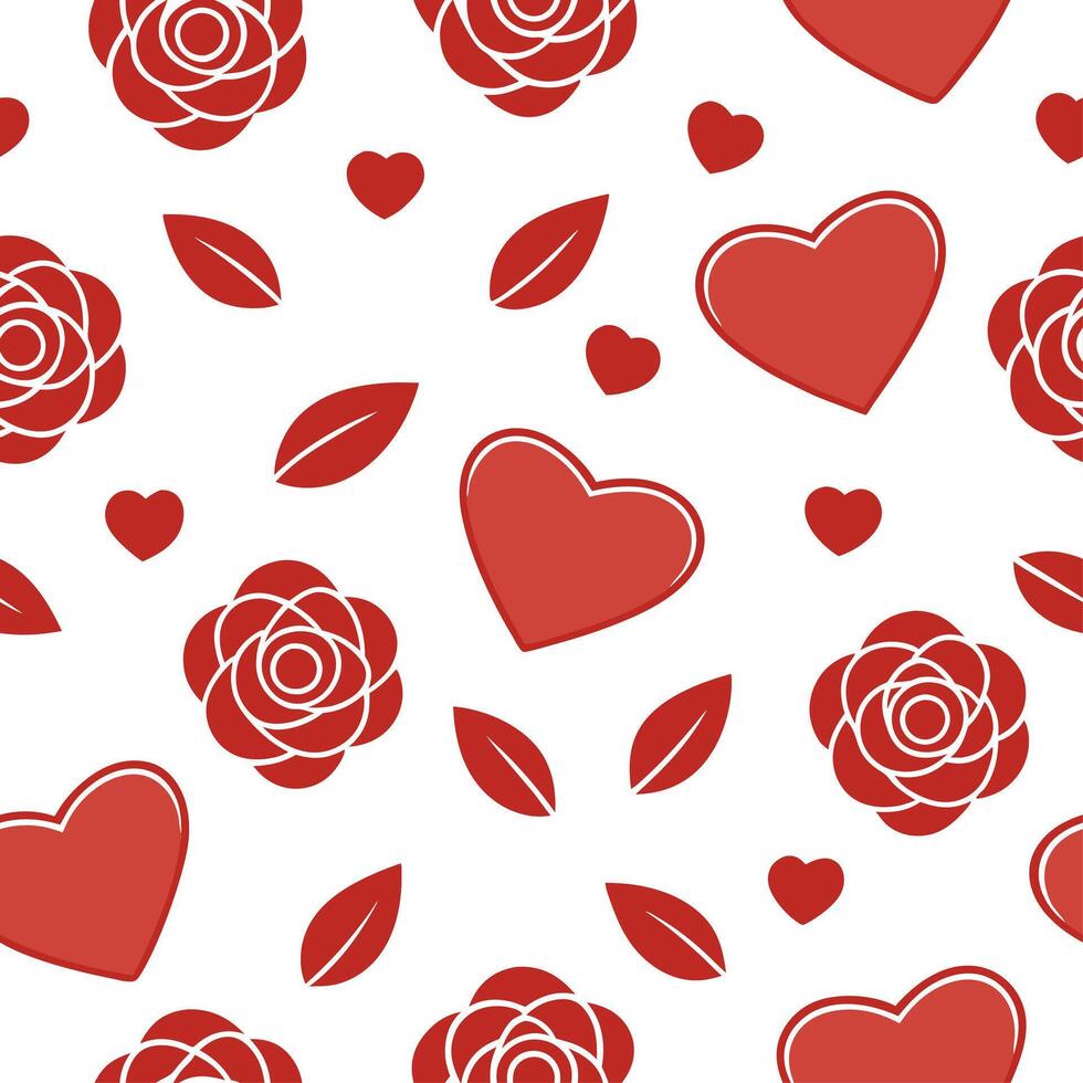 Valentine hearts and roses seamless tile pattern with romantic blooms and soft pink hues for elegant decor concept as Romantic rose blooms and soft pink hearts arranged seamlessly Clear Set 3 vector