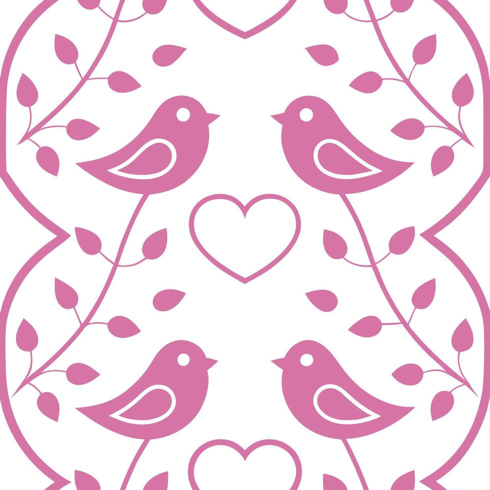 Valentine hearts and lovebirds seamless tile pattern with romantic elements and soft pink tones for charming decor concept as Romantic lovebirds and soft pink hearts arranged seaml Clear Set 2 vector
