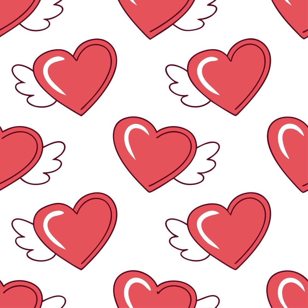 Valentine hearts and cupids seamless tile pattern with playful elements and bright pink tones for cheerful decor concept as Playful hearts and cupids with bright pink tones arrange Clear Set 5 vector
