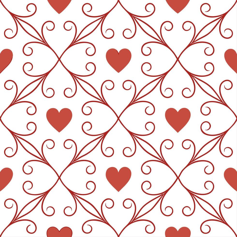 Valentine hearts and cupid arrows seamless tile pattern with romantic symbols and vibrant red tones for elegant decor concept as Romantic cupid arrows and vibrant red hearts arrang Clear vector
